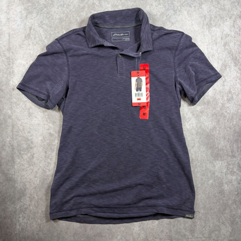 Eddie Bauer Active Polo Shirt Blackberry Purple Slub Knit Medium NWT Performance